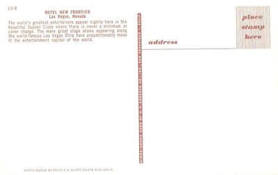 Vintage Postcard Of Showtime At The Frontier Casino In Las Vegas NV Years Ago