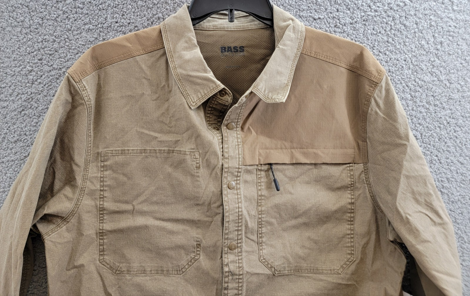 Bass Outdoor Ripstop Utility Shacket Men's L Teak Long Sleeve Snap Closure - Picture 3 of 19