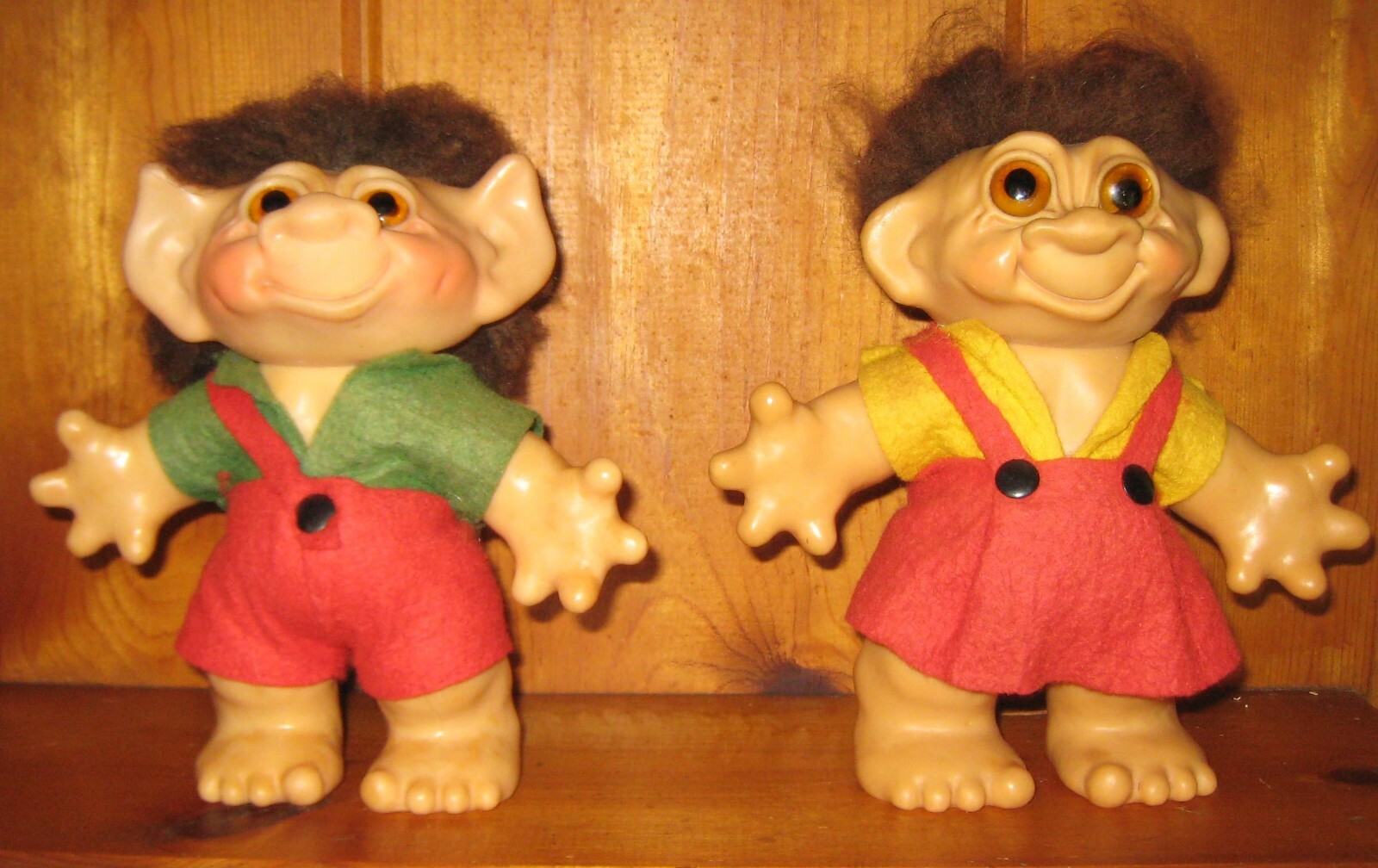 Late 1950's Thomas Dam Denmark Troll Dolls Boy And Girl Late 1950's Thomas Dam Denmark Troll Dolls Boy And Girl