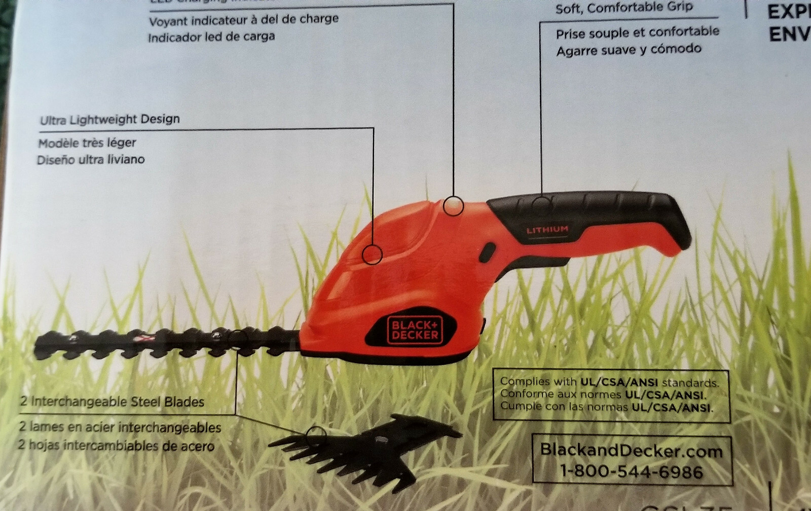 NEW Black & Decker GSL35 3.6V Cordless Lithium-Ion 2-in-1 Garden Shear Combo NIB