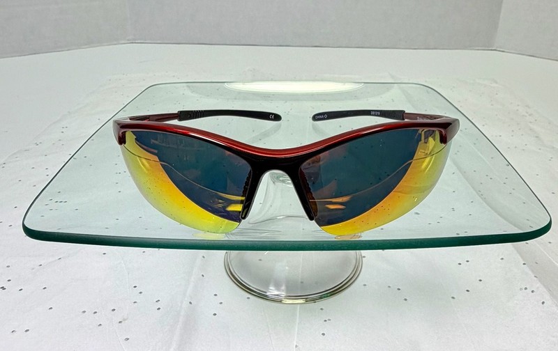 Men’s Red Mirrored Sport Sunglasses UV400 Protective Shield Cycling Running