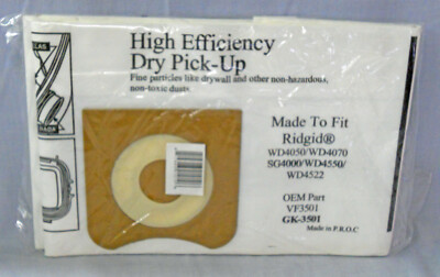 Ridgid 4 gal bag VF3501 Vacuum High Efficiency Drywall Fine dust 3 gallon  2 pk