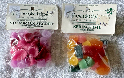 Vintage SCENTCHIPS Wax Melts for Simmering Pot Victorian Secret & Springtime NEW