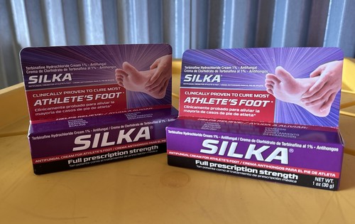 2 silka anti-fungal cream for athletes foot 1oz ea exp 2025 scuffed box