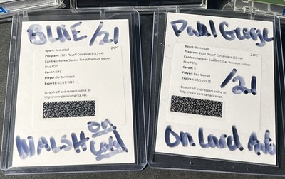 Blue Shimmer FOTL /21 Paul George & Jordan Walsh Panini Contenders Redemption Rc