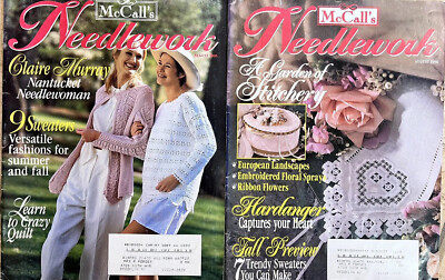 McCall's Needlework  August 1995 1996 Hardanger Learn Crazy Quilt Sweaters  New