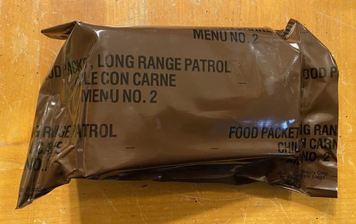 Rare, USGI, 1975, Food Packet, Long Range Patrol, Menu No. 2 Chili Con Carne
