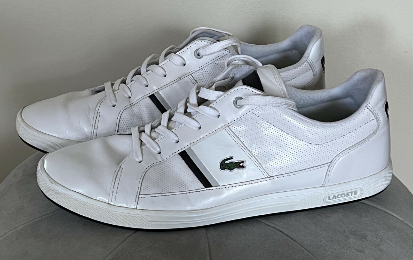 Lacoste Europa Trainers With Green Stripe in White for Men