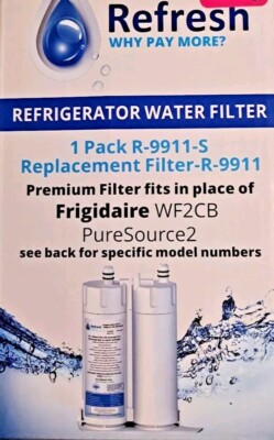 NEW Refresh R-9911-S Water Filters FILTER-R-9911 R9911S FRIGIDAIRE WF2CB PURESOU
