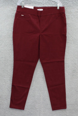 Nine West Women's Heidi Pull On Skinny Twill Pants Size 14 Tawny Port Wine