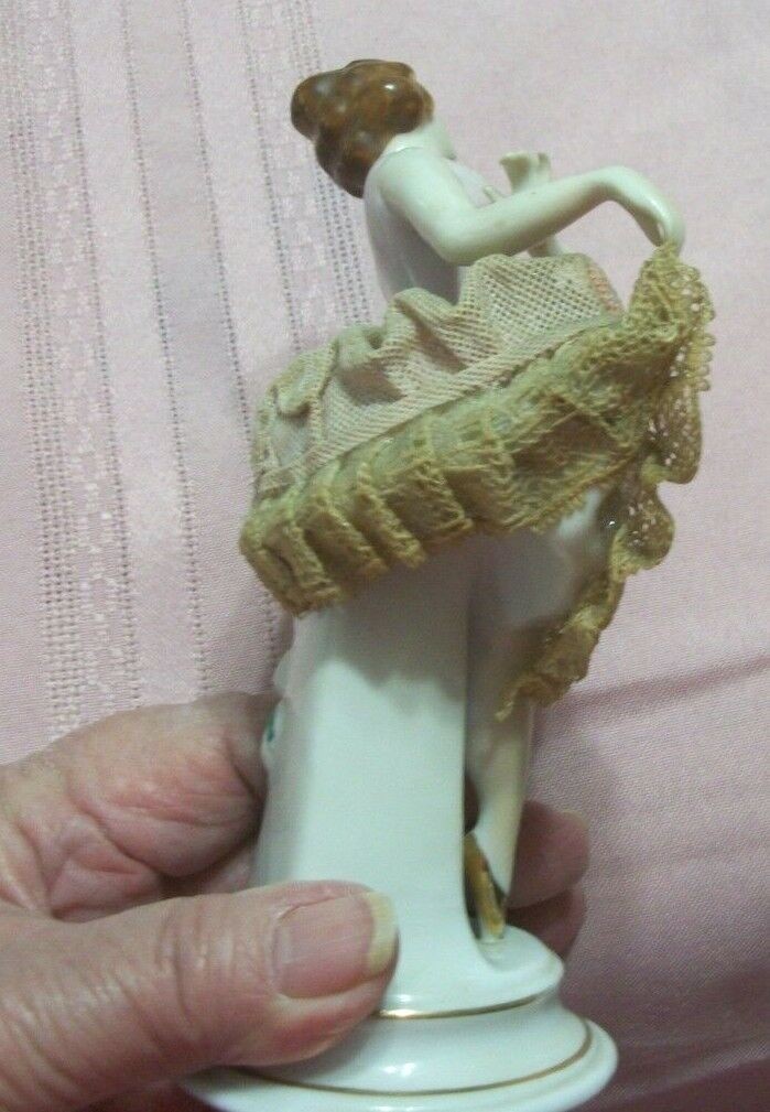 VINTAGE BALLERINA DANCER FIGURINE STIFFENED lace FROM JAPAN LACE