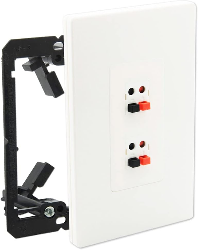 DIYTECH 2 Port Spring Loaded Speaker Wall Plate with 1 Gang Mounting Bracket – S