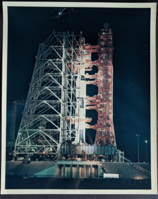 1967 NASA APOLLO 4 SATURN V SA501 PHOTO 1st GEN KODAK PAPER PRE-NIGHTLAUNCH DEMO