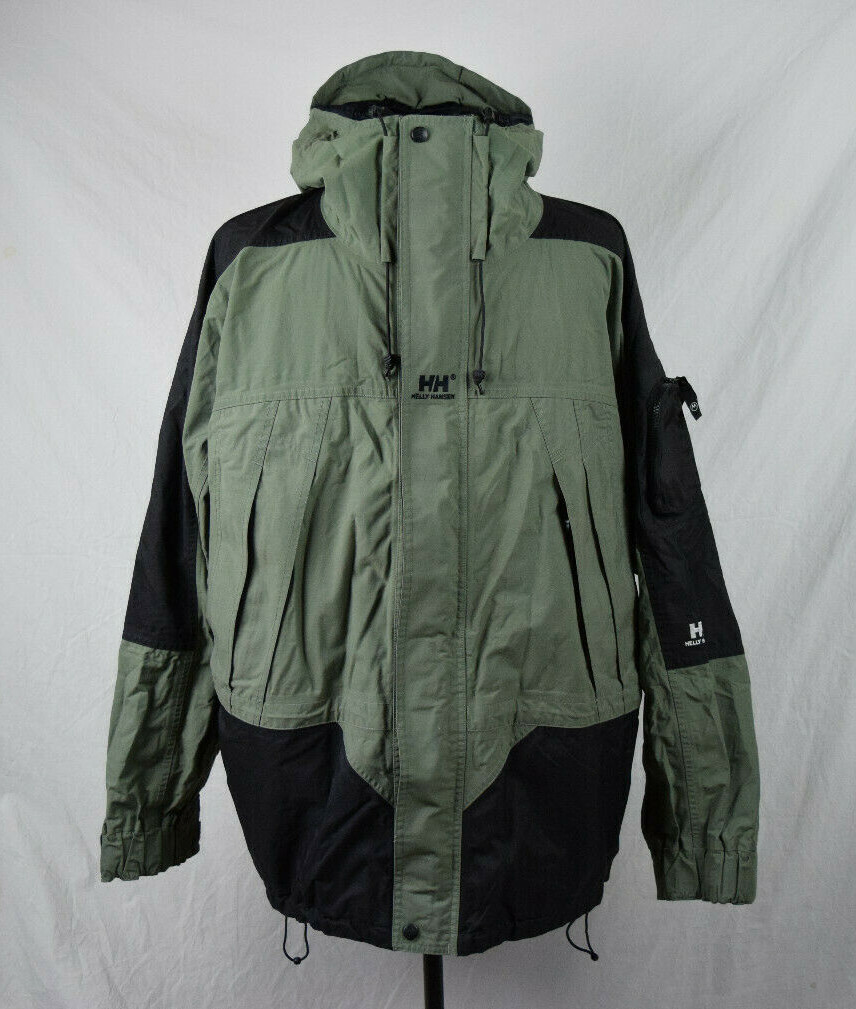 Vintage HELLY HANSEN Helly-Tech Zip Up Parka XL Olive Green