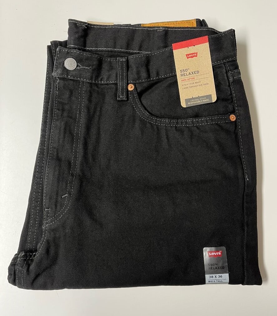 Levis リーバイス ブラックデニム 550 バギーワイドデニム 38×32 Levi's - 00sリーバイス550極太バギーサルファブラックデニム