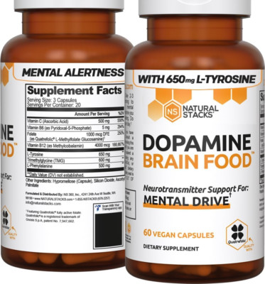 NATURAL STACKS Dopamine Focus Supplement & Memory Supplement for Brain W/L-Tyros