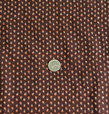 Peter Pan Cotton Calico Fabric Mini Flowers Roses on Brown 44'' Wide x 2½ Yards