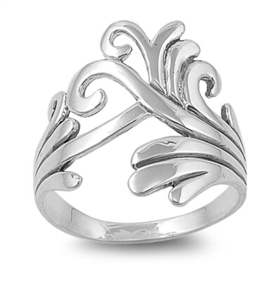Floral Criss Cross Tree Fashion Ring New .925 Sterling