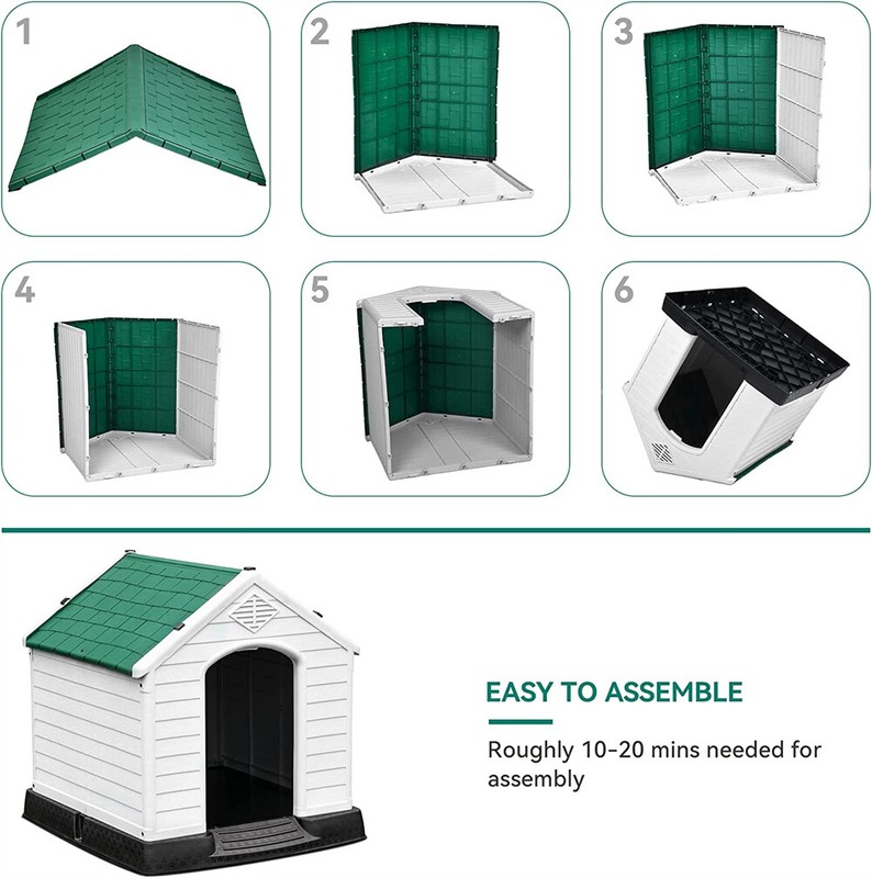Indoor Outdoor Plastic Dog House Small Medium Pet Doghouse