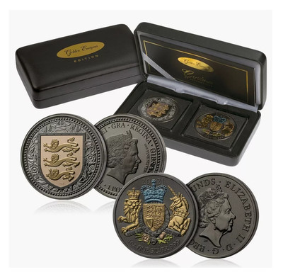 Royal Arms of England And Royal Arms of Britain Golden Enigma 2 Silver Coin Set