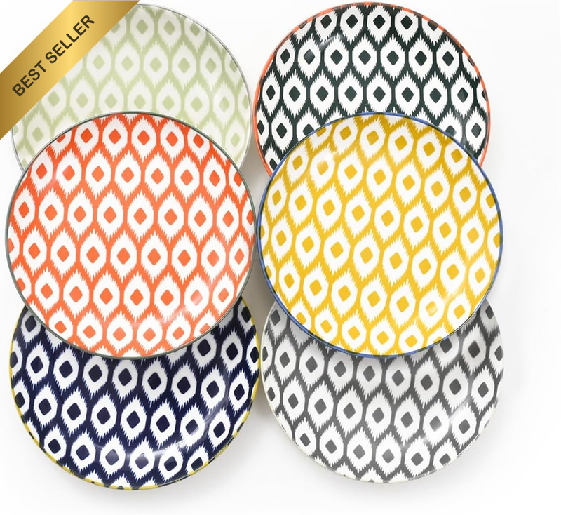 Small Dessert Plates Set of 6, Ceramic Appetizer Plates 15Cm, Colorful Salad Pla