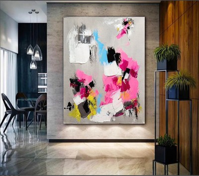 Ash Thick strokes Canvas Premium Quality Wall Art Print No Framed