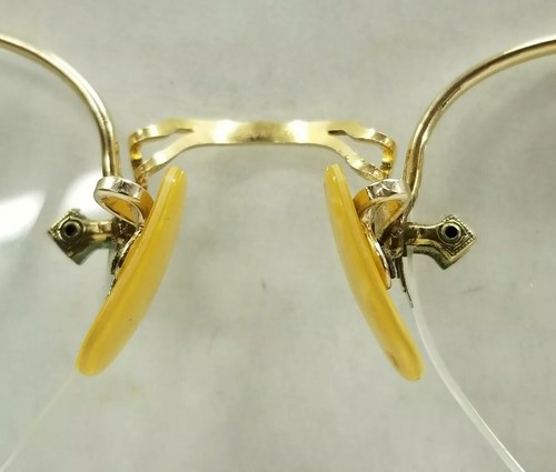 Vtg AO American Optical 1/10 12K Gold Filled Wire Rim Eye Glasses Bakelite A