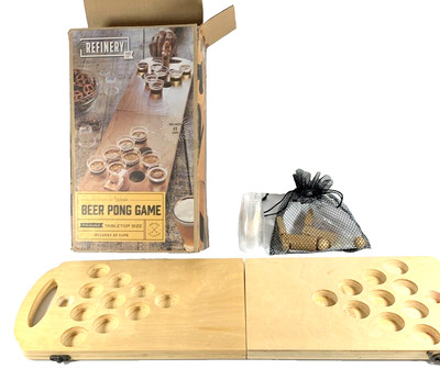 Beer Pong Drinking Party Game Tabletop Wood Foldable Refinery & Co. New