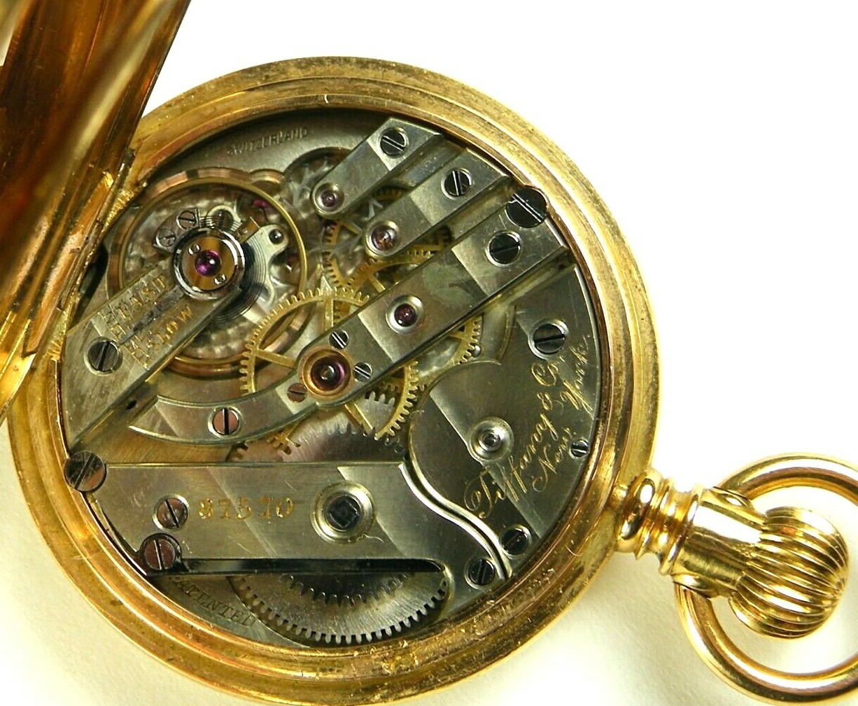 TIFFANY & Co.18K Gold Pocket Watch Hunter Hi-Grade movement (Patek, Meylan, ect)