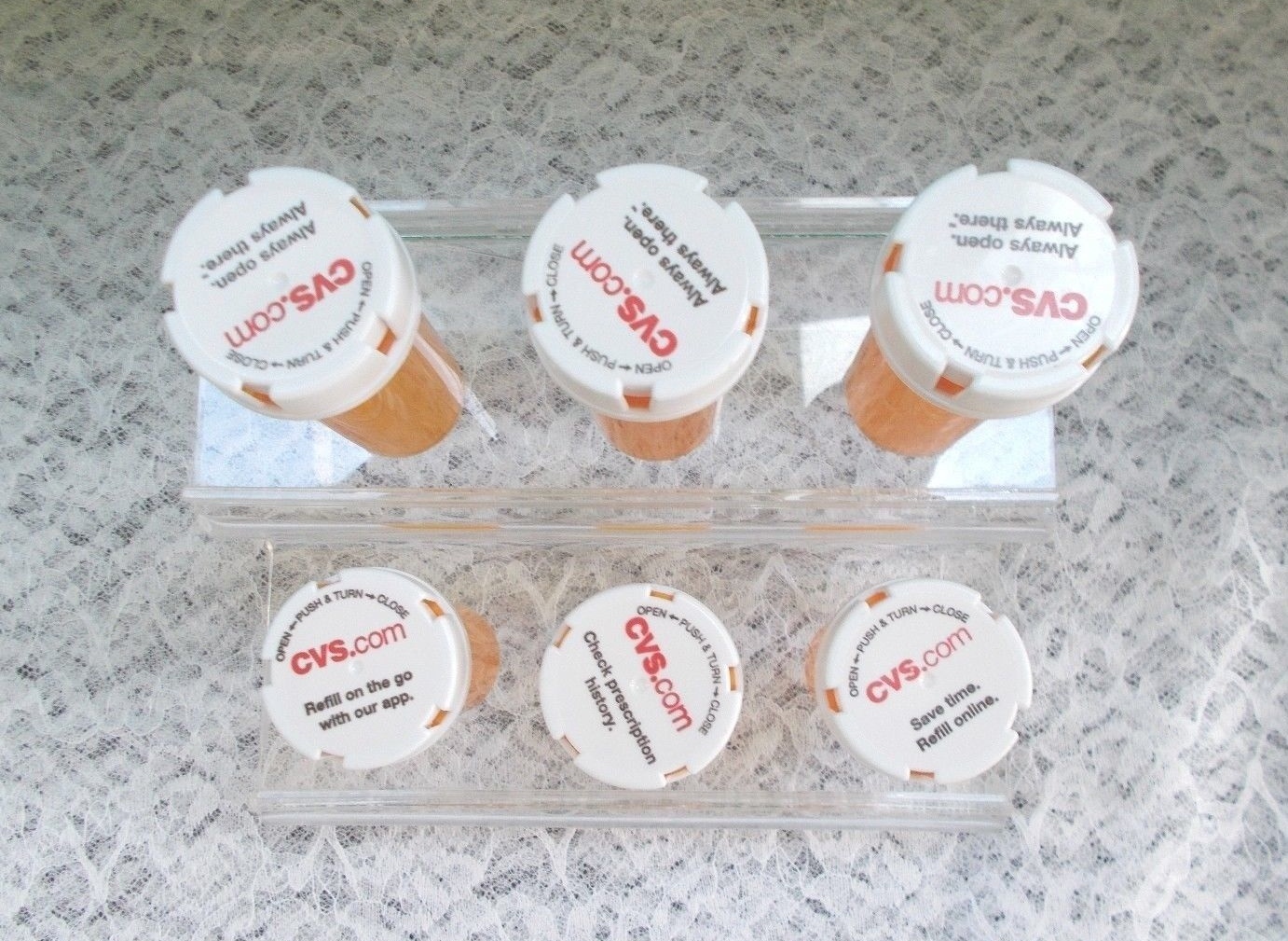Lot of 6 Empty Amber Pill Bottles 3-3/8