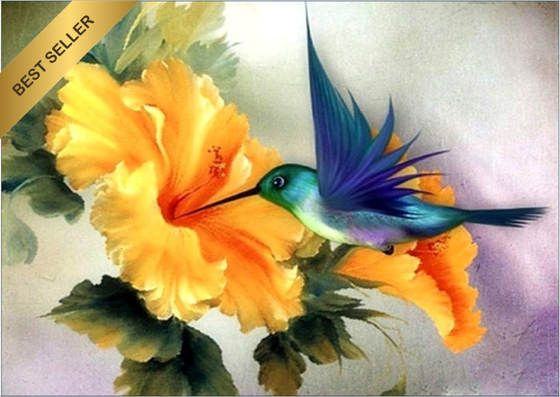 Embroidery Cross Stitch Kits Hummingbird and Flower Stamped with Printed Pattern