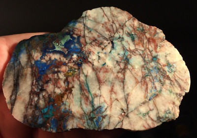 OCL - GORGEOUS ARIZONA AZURITE & CUPRITE SLAB - MIRROR POLISHED - .22 LBS.