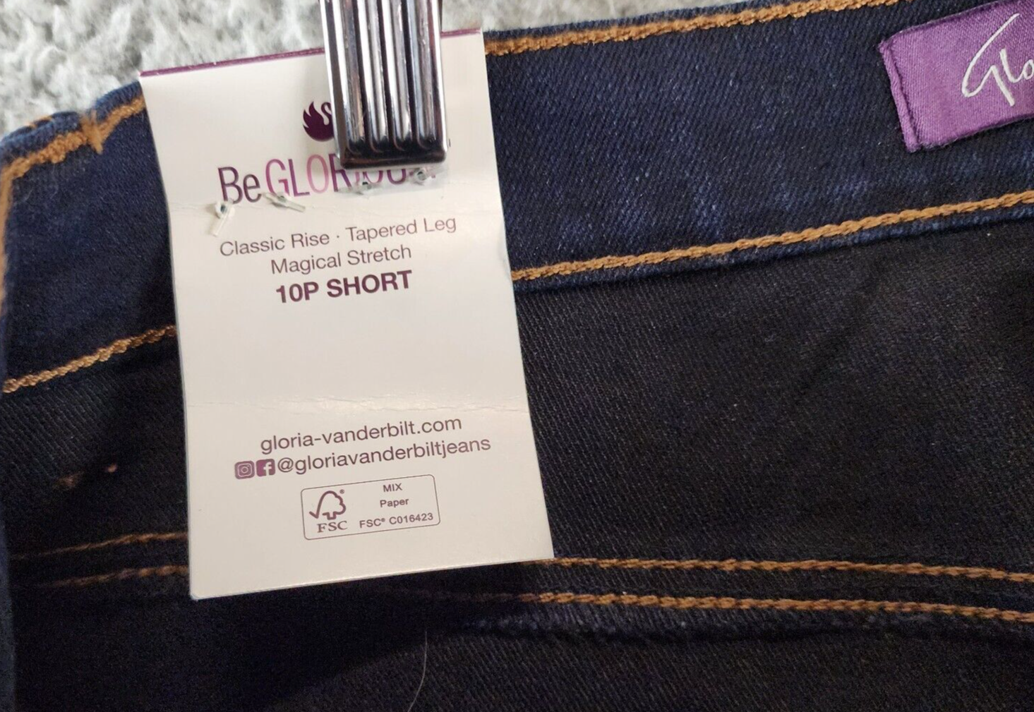 Gloria Vanderbilt Petites High-Rise Straight Leg Jeans Women's 10PS Rinse Noir~ - Picture 11 of 15