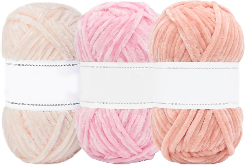 Chunky Chenille Yarn for Crocheting，Soft Plush Yarn for Hand Knitting，Blanket Ya