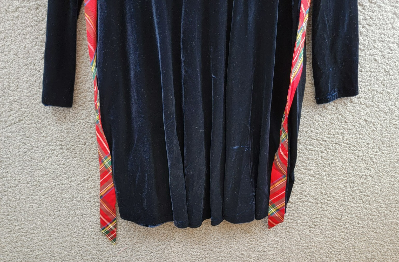 Polo Ralph Lauren Velvet High-Neck Mini Dress Girls' XL (16) Navy Button Neck - Picture 4 of 17