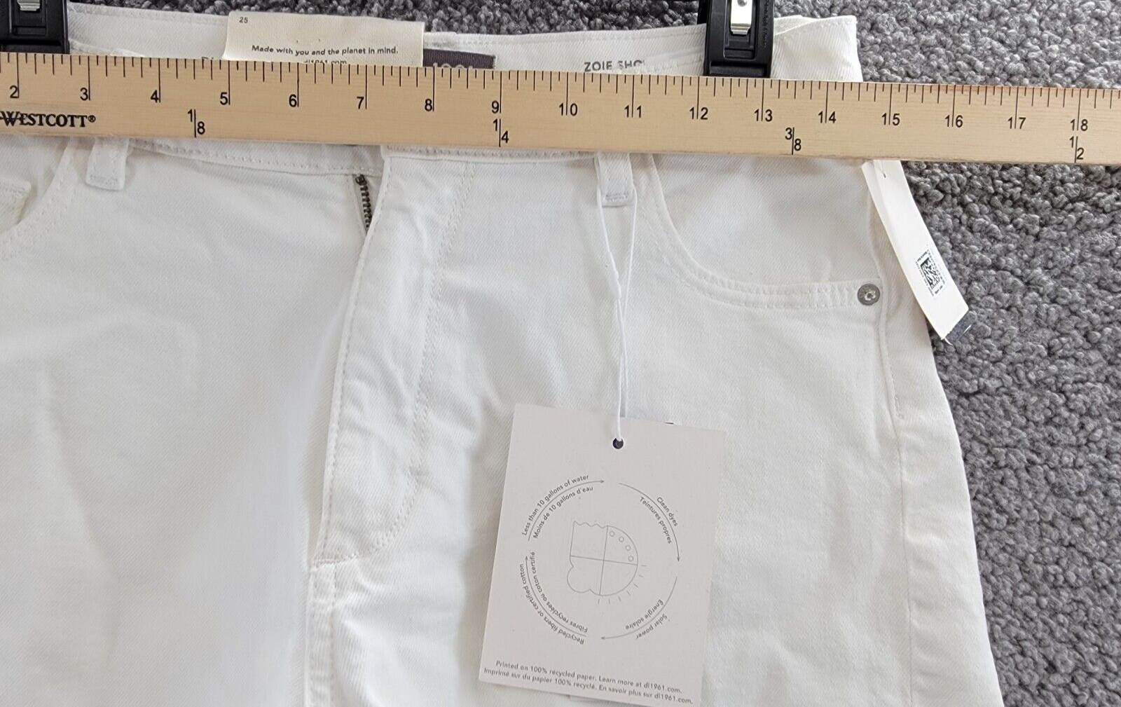 DL1961 Zoie Cutoff Denim Shorts Women's 25 White Frayed Hem Button Zip Closure - Picture 5 of 17