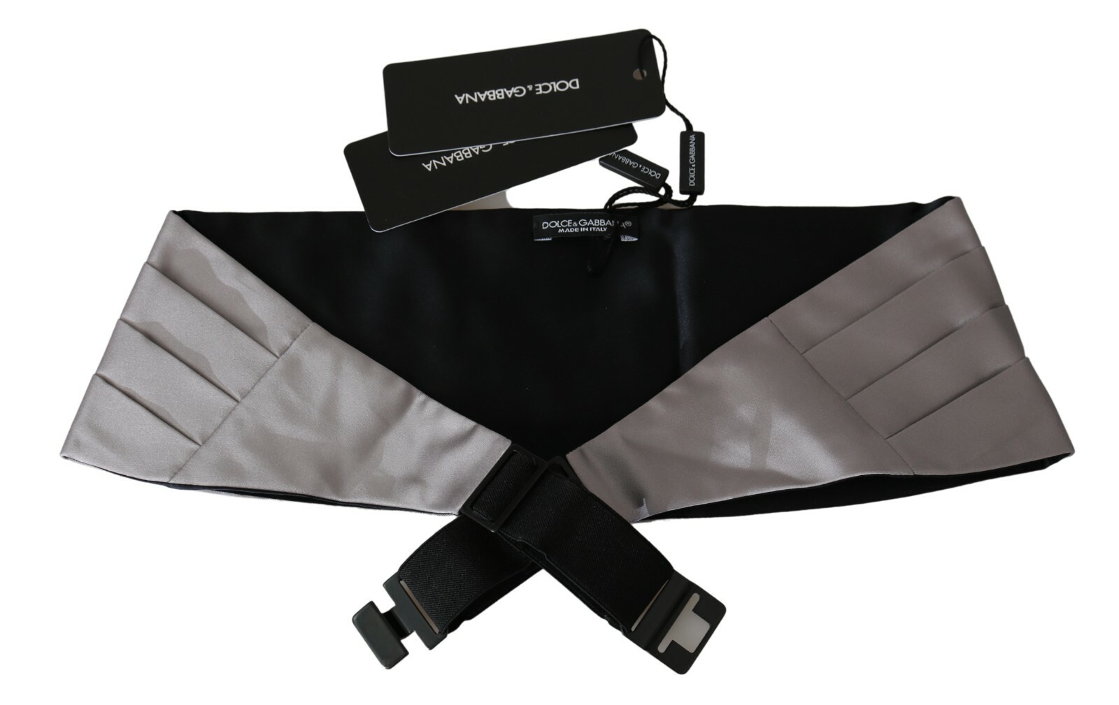 Pre-owned Dolce & Gabbana Cummerbund Gray Men Waist Belt 100% Silk S. It44 / Xs Rrp $450