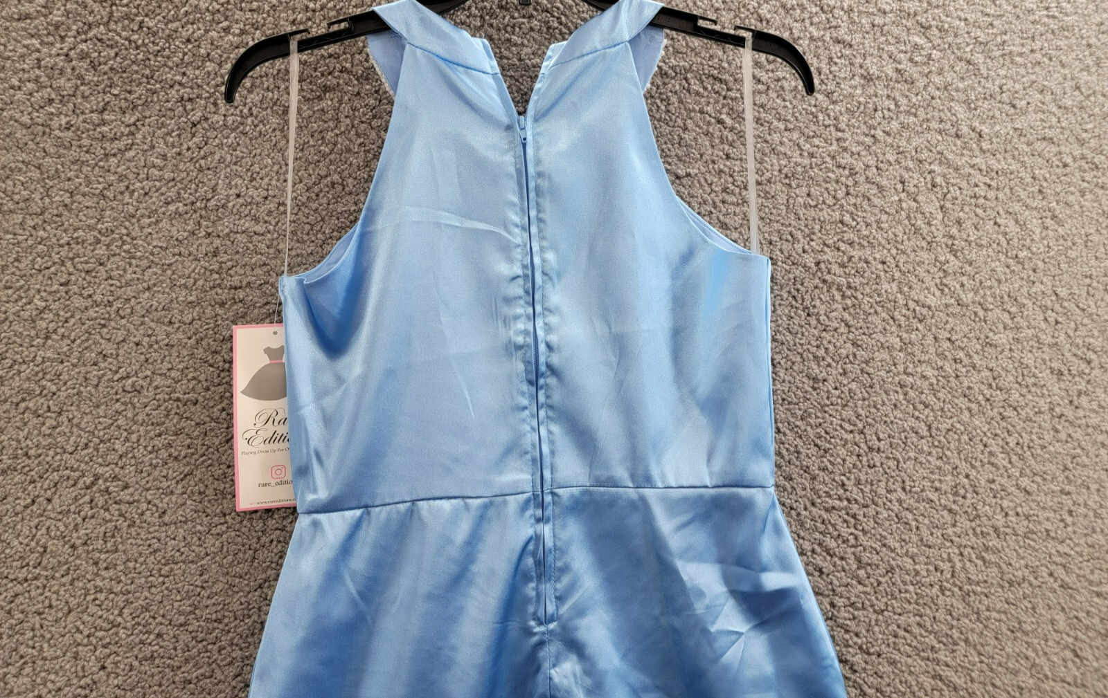 Rare Editions Sleeveless Imitation Pearl Halter Dress Big Girls 16 Blue Back Zip - Picture 12 of 16