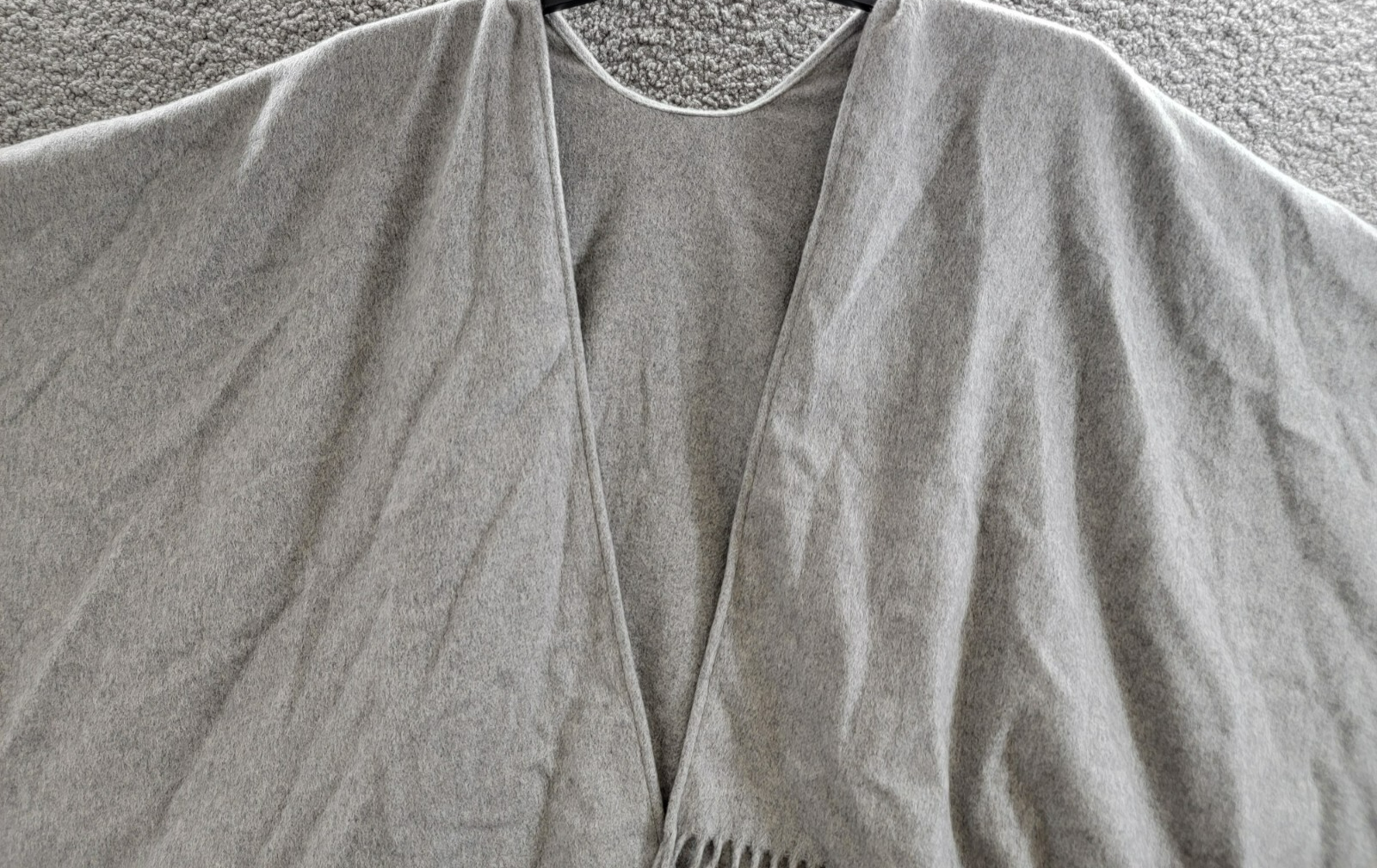 rag & bone Fringe-Trim Cashmere Poncho Women's One Size Gray Heather Open Front - Picture 3 of 15