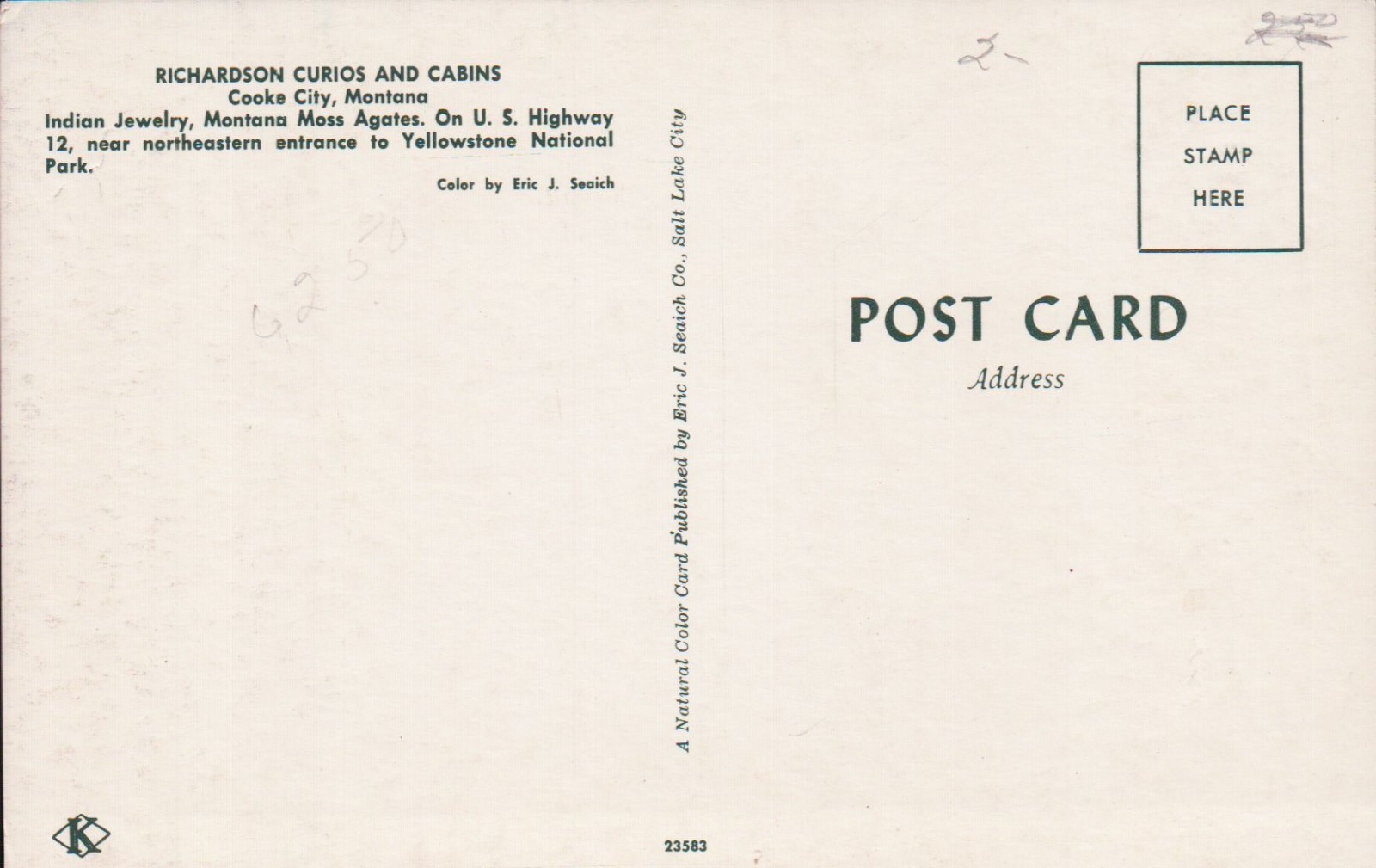 Richardson Curios and Cabins Cooke City, MT Vintage Postcard