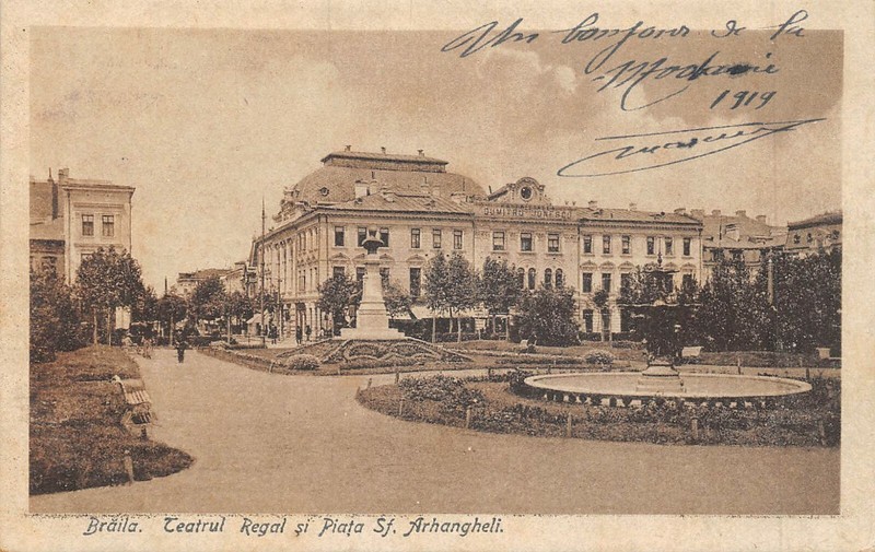 Cpa Roumanie Braila Teatrul Regal Si Piata Sf Arhangheli