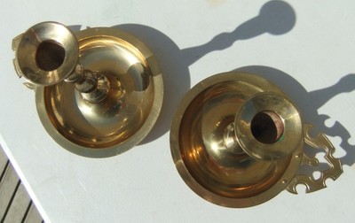 Vntg Pair of Lenox Solid Brass Candlestick Holders w/ Stylized Handles India