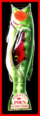 Vintage 1987 POE/'S SUPER CEDAR Chartreuse Blue Fishing Lure #948