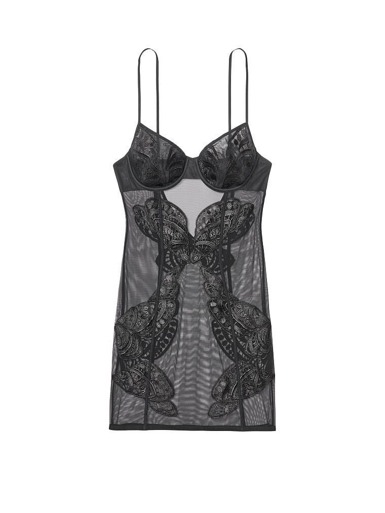 

НОВЫЕ КОМБИНЕЗОНЫ VICTORIAS SECRET BLACK BUTTERFLY LACE DEMI SLIP ЗА 120 ДОЛЛАРОВ США, РАЗМЕР, Черный
