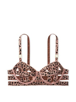NEW $80 VICTORIA'S SECRET CHEETAH SEXY LUXE LINGERIE STRAPPY DEMI BRA 34DD