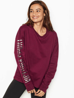 Victoria's Secret VICTORIA SPORT  Fleece SWEATSHIRT Maroon Dark Red TOP  S M L