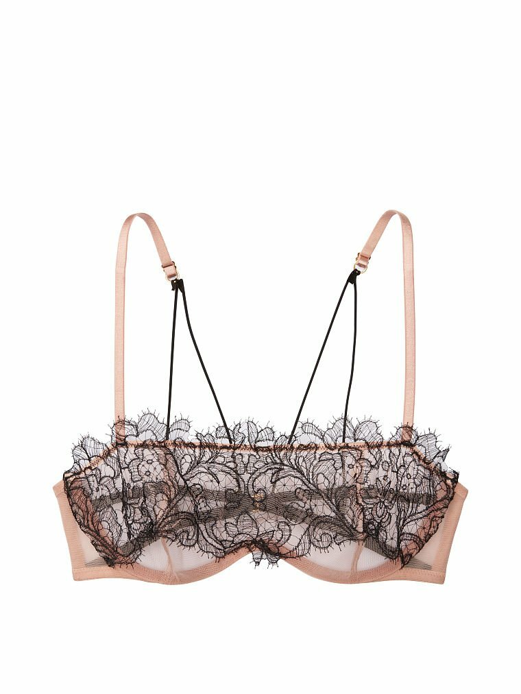 

Victoria  Secret Luxe Очень Сексуальный Бюстгальтер Балконет Без Подкладки Прозрачный Черный/Бежевый, Beige black