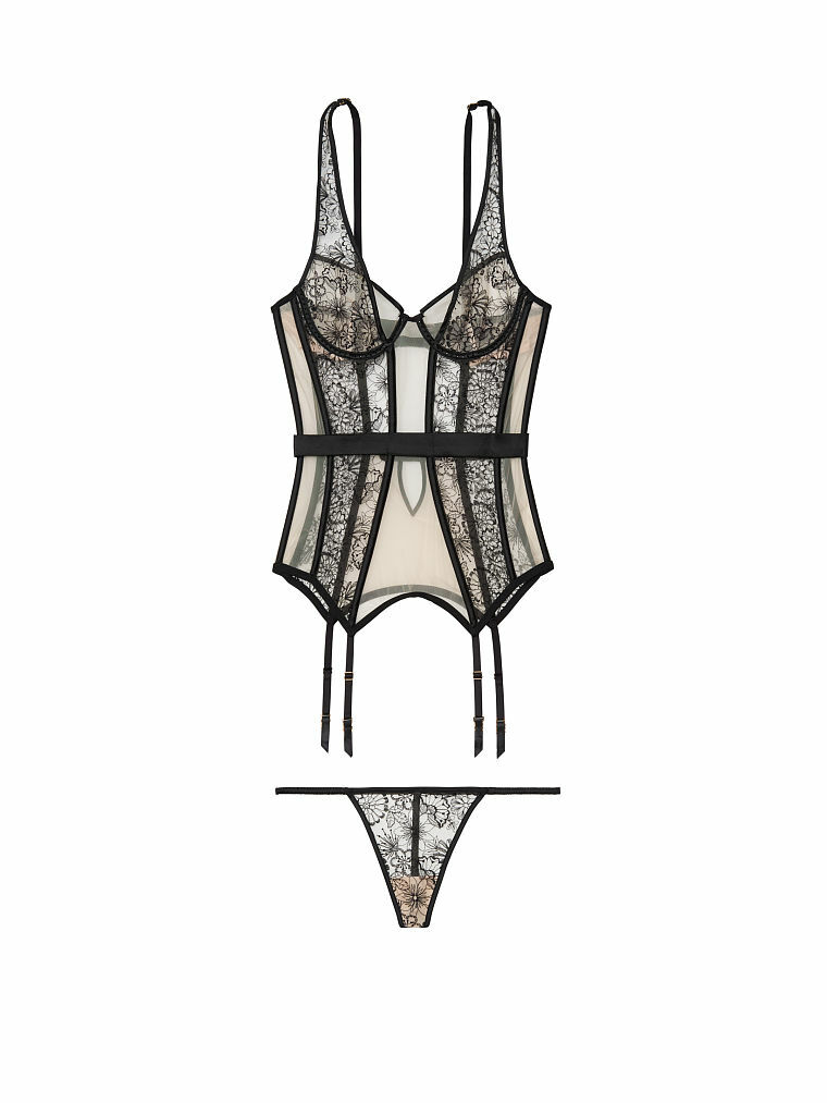 

169 $ Victoria s Secret LUXE Bridal Corset Lingerie Merrywidow Garter Teddy Set, Tan