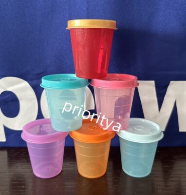 Tupperware Tupper Mini Midgets Container 2oz Set of 6 Rainbow Color Seal New