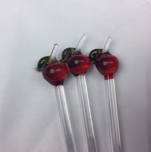 Lot Of 3 Apple Swizzle Sticks 7.25 Inches